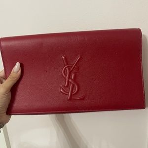 YSL Authentic Leather Red Clutch